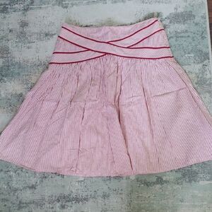 Elegant Red and White Striped A-Line Skirt